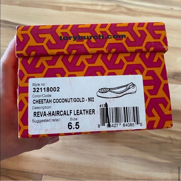 🚫SOLD🚫🌈🏵Tory Burch🏵flats shoes/cheetah coconut gold/reva hair calf leather - Picture 6 of 6